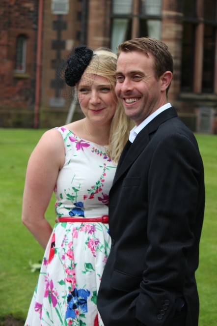 Beccy and Darren at a wedding.