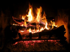 Photograph of a log fire
