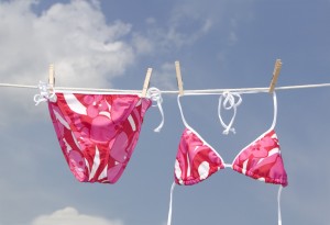 Pink bikini on a washing