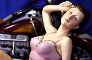 wooden model of a pinup