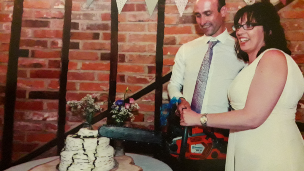 “We cut our wedding cake with a chainsaw”